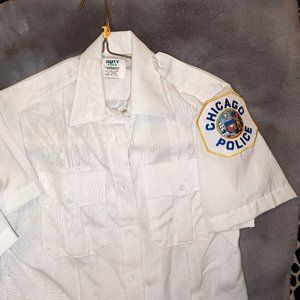 Ladies White Button Down Uniform Shirt With Patch Chicago Police Size 40
